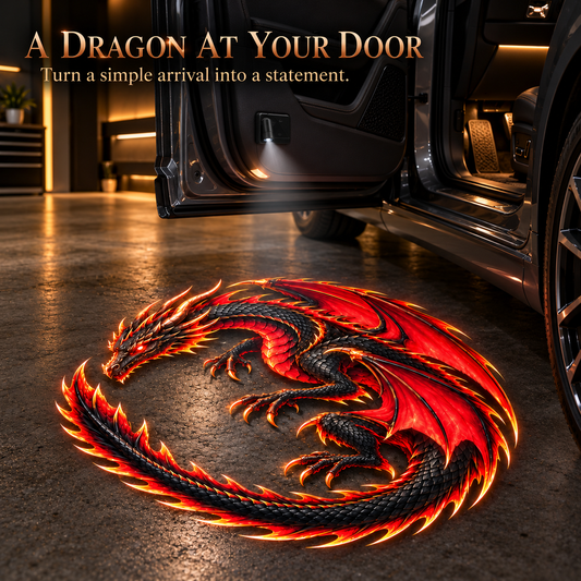 🔥 Dragon’s Wrath™ – Fire Dragon Car Door Welcome Projector Light