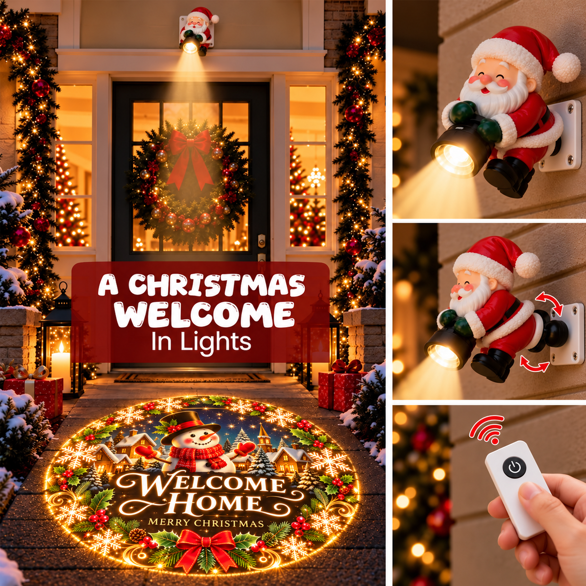 🎅 Santa Christmas Welcome Projector – Magical Holiday Doorway Light ✨