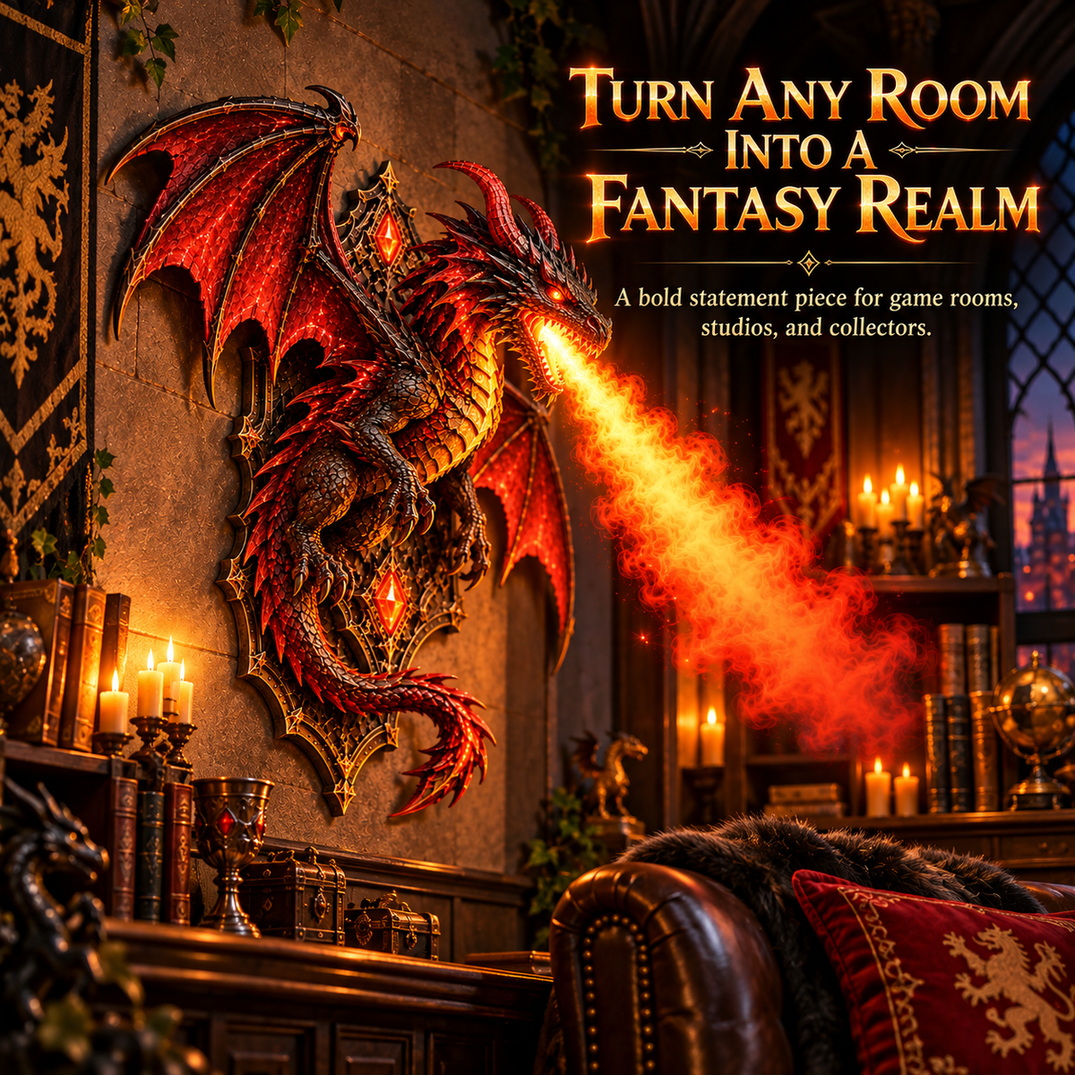 🔥🐉 Dragon Fire Breath Wall Lamp – LED Mist Effect ✨