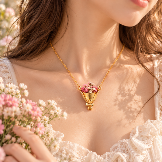 DIY Real Flower Bouquet Necklace