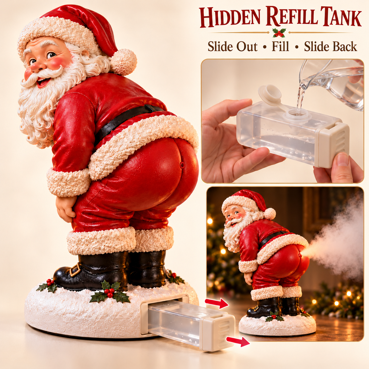 🎅💨 Santa’s Silly Surprise™ – Funny Christmas Mist Humidifier & Holiday Decor