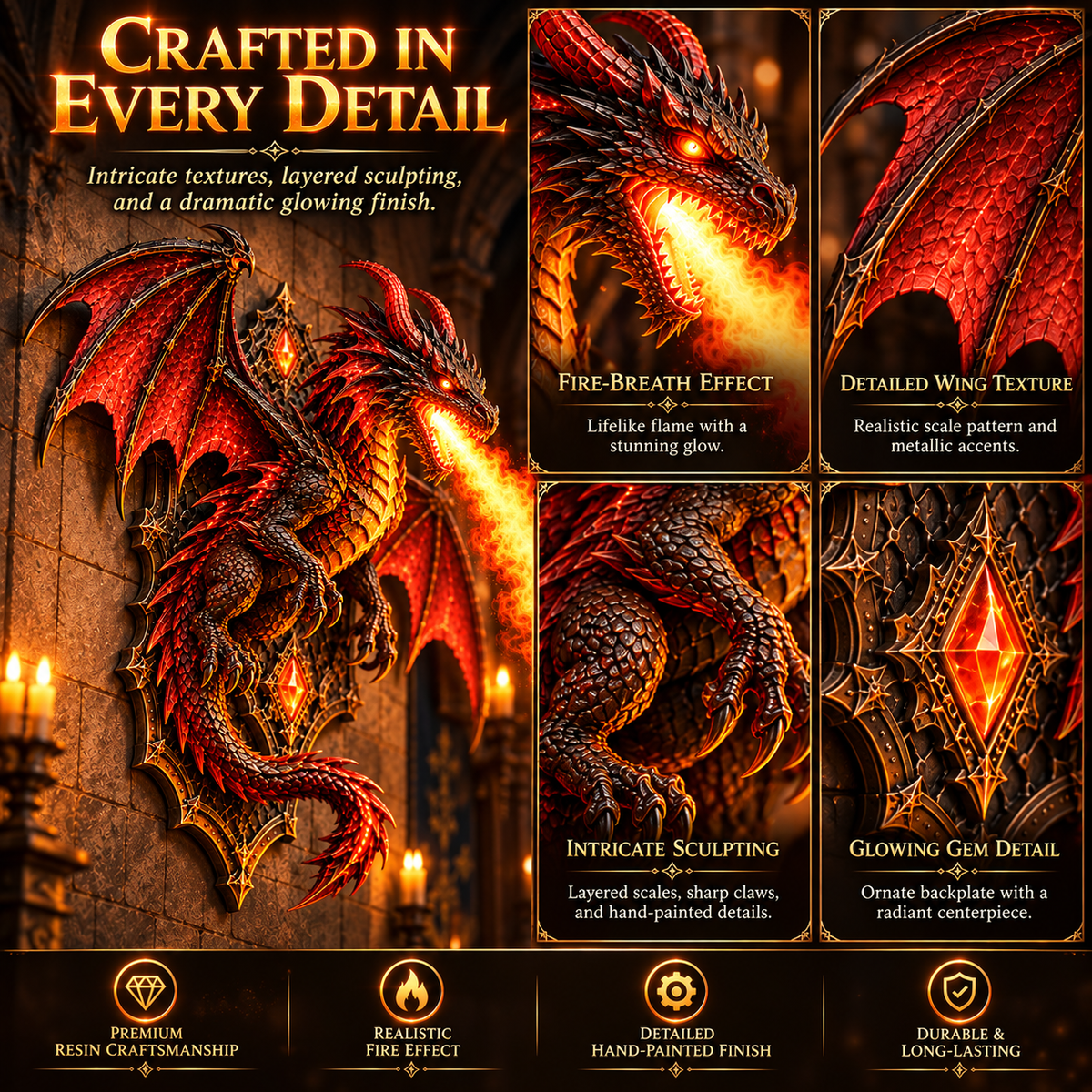 🔥🐉 Dragon Fire Breath Wall Lamp – LED Mist Effect ✨