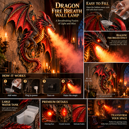 🔥🐉 Dragon Fire Breath Wall Lamp – LED Mist Effect ✨
