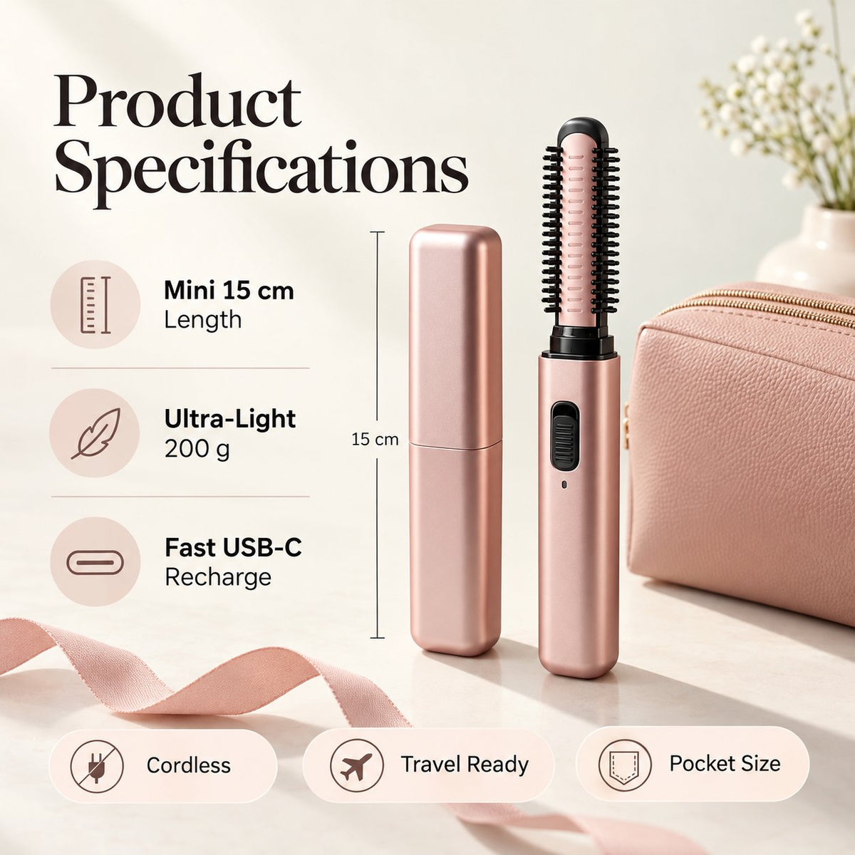 🪮Cordless Ceramic Hair Curler – Fits in Any Bag