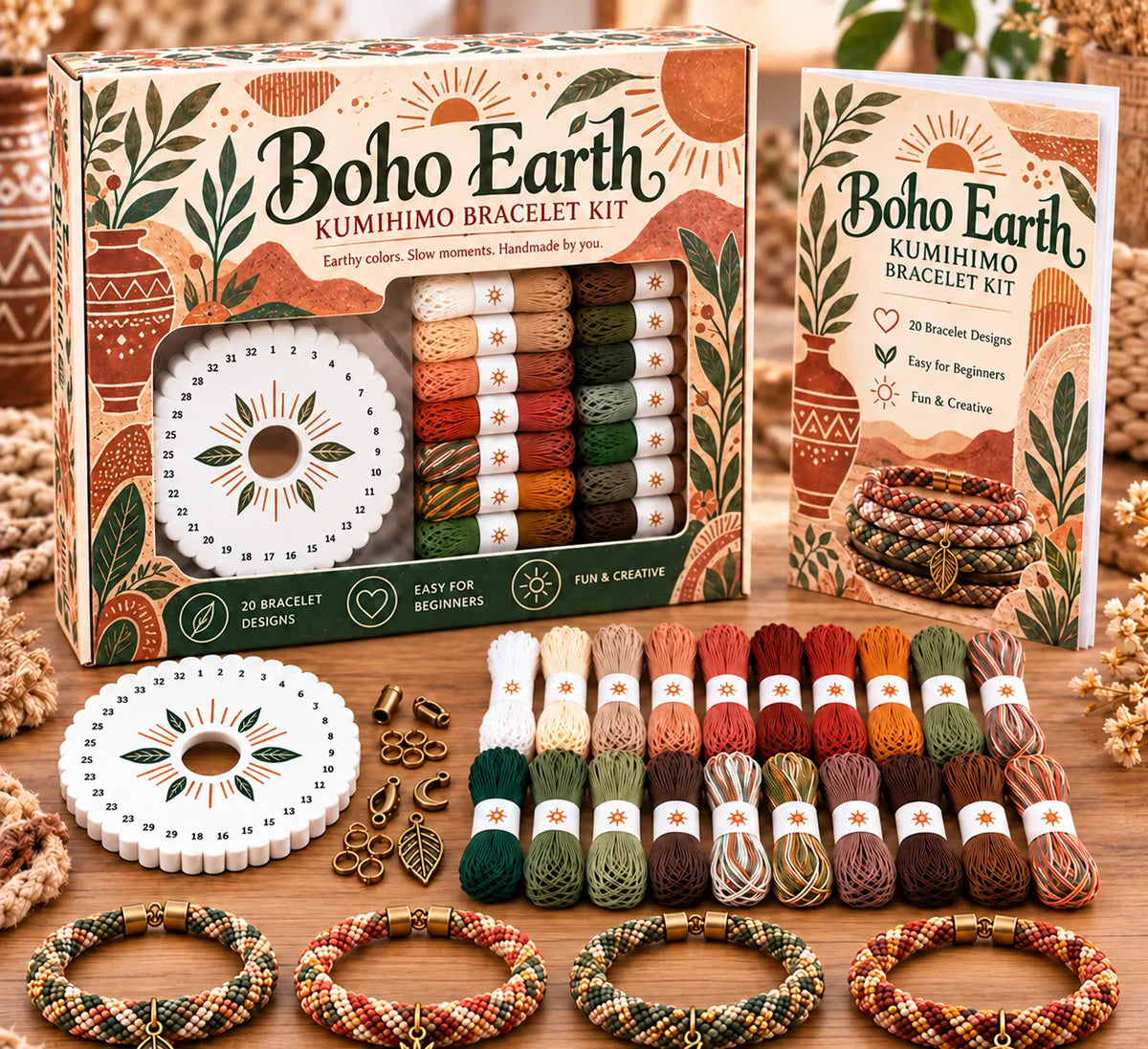 🌸Cottage Garden Kumihimo Bracelet Making Kit – DIY Braided Friendship Bracelets & Creative Gift Set ✨Beginners Friendily