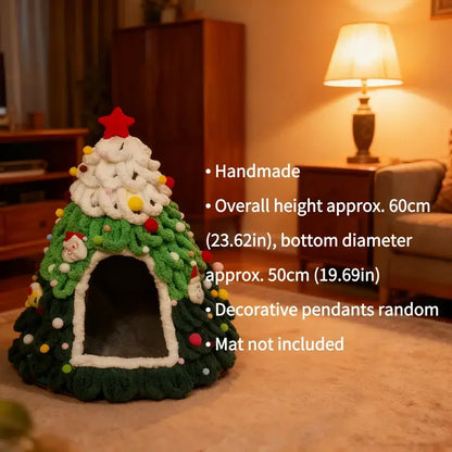 Christmas Tree Cat House – Cozy Plush Hideaway & Festive Pet Bed 🐱