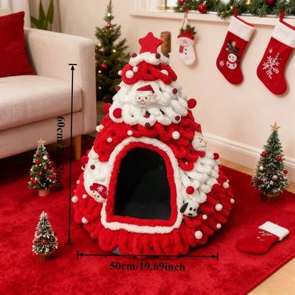 Christmas Tree Cat House – Cozy Plush Hideaway & Festive Pet Bed 🐱