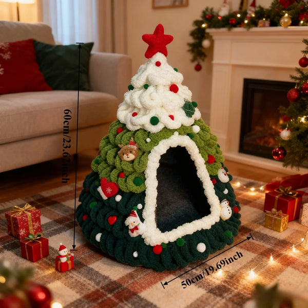 Christmas Tree Cat House – Cozy Plush Hideaway & Festive Pet Bed 🐱