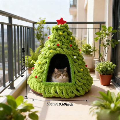Christmas Tree Cat House – Cozy Plush Hideaway & Festive Pet Bed 🐱