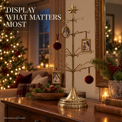 🎄✨ Vintage Metal Christmas Ornament Display Tree – Holiday Keepsake & Memory Holder