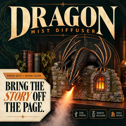 🔥Last Day 49% OFF🔥🐉 Dragon Mist Diffuser – Glowing Castle Bookshelf Decor