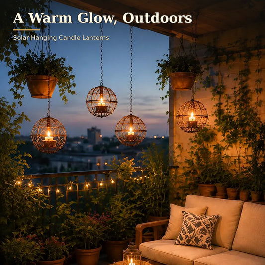 ☀️ Solar Hanging Candle Lantern Lights ✨ | Vintage Outdoor Garden & Patio Decor